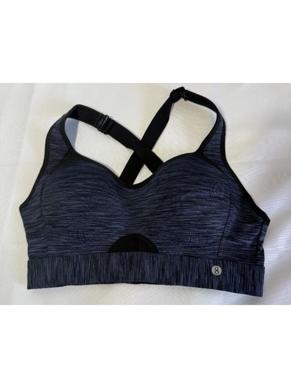 Layer 8 Sport Bra Womens Medium Heathered Blue Quick Dry Racerback Adjustable